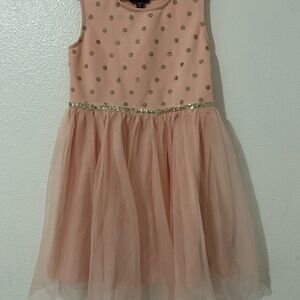 Lilt Pink and Gold Polka Dot Kids Dress